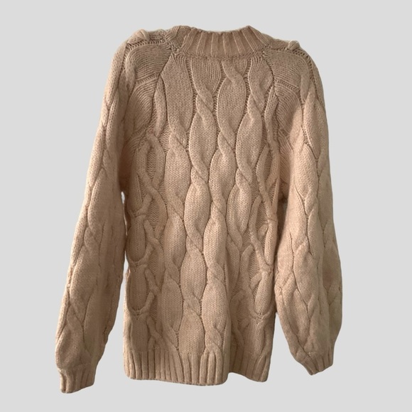 H&M Oversized Peach Pink Mock Turtleneck Chunky Sweater Long Sleeve Sz XS/S - Picture 2 of 6